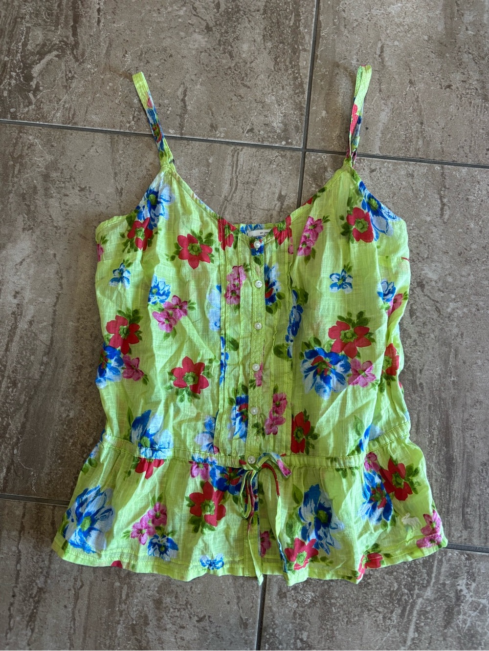 Vintage amercrombie Hawaiian retro floral colorful babydoll cami